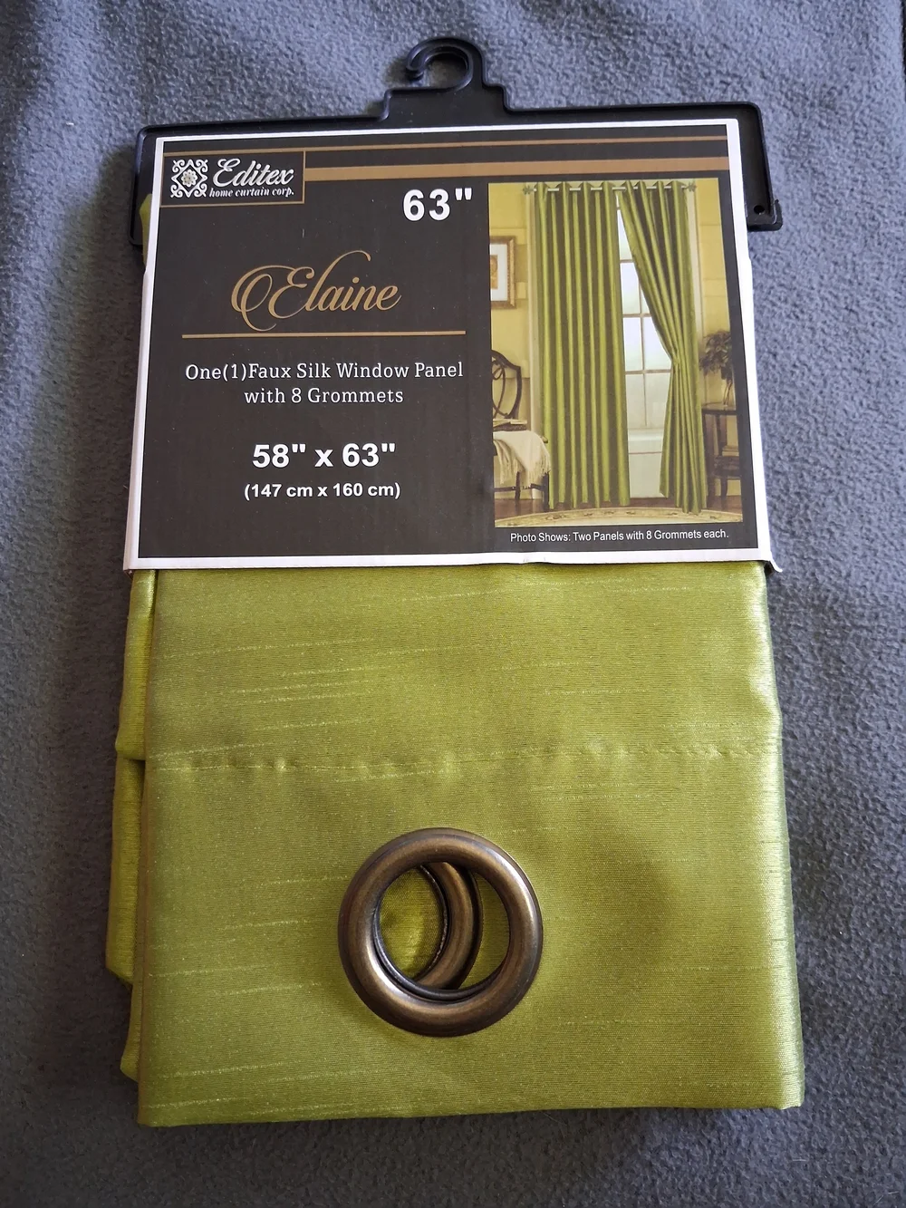 Elaine Faux Silk Window Panel - Green